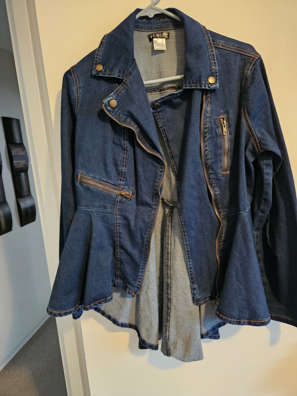 Venus Dark Blue Denim Peplum Jacket